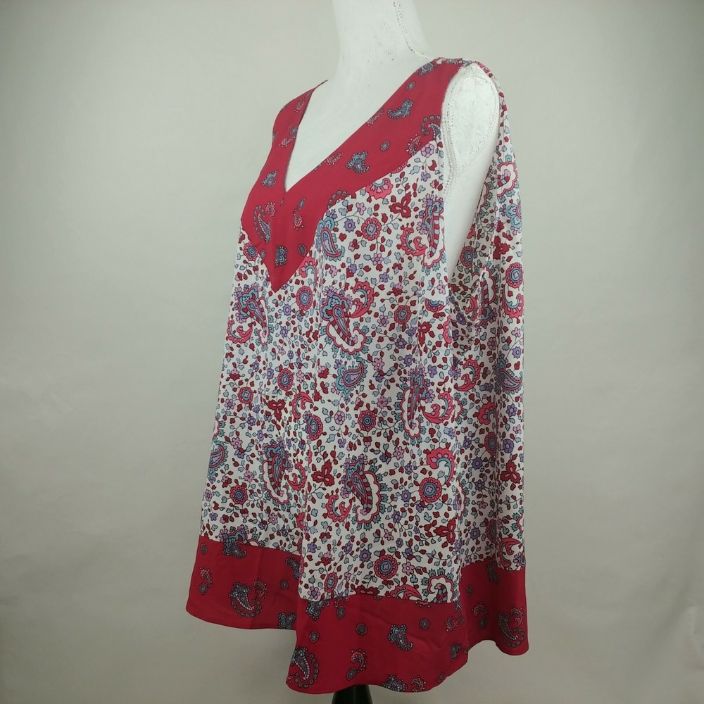 New Women's Plus Lane Bryant Paisley Sleeveless Tunic V-Neck Size 26 - Picture 2 of 4